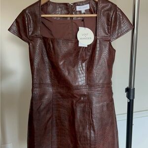 Lost + Wander Faux Leather Mini Dress with Square Neck